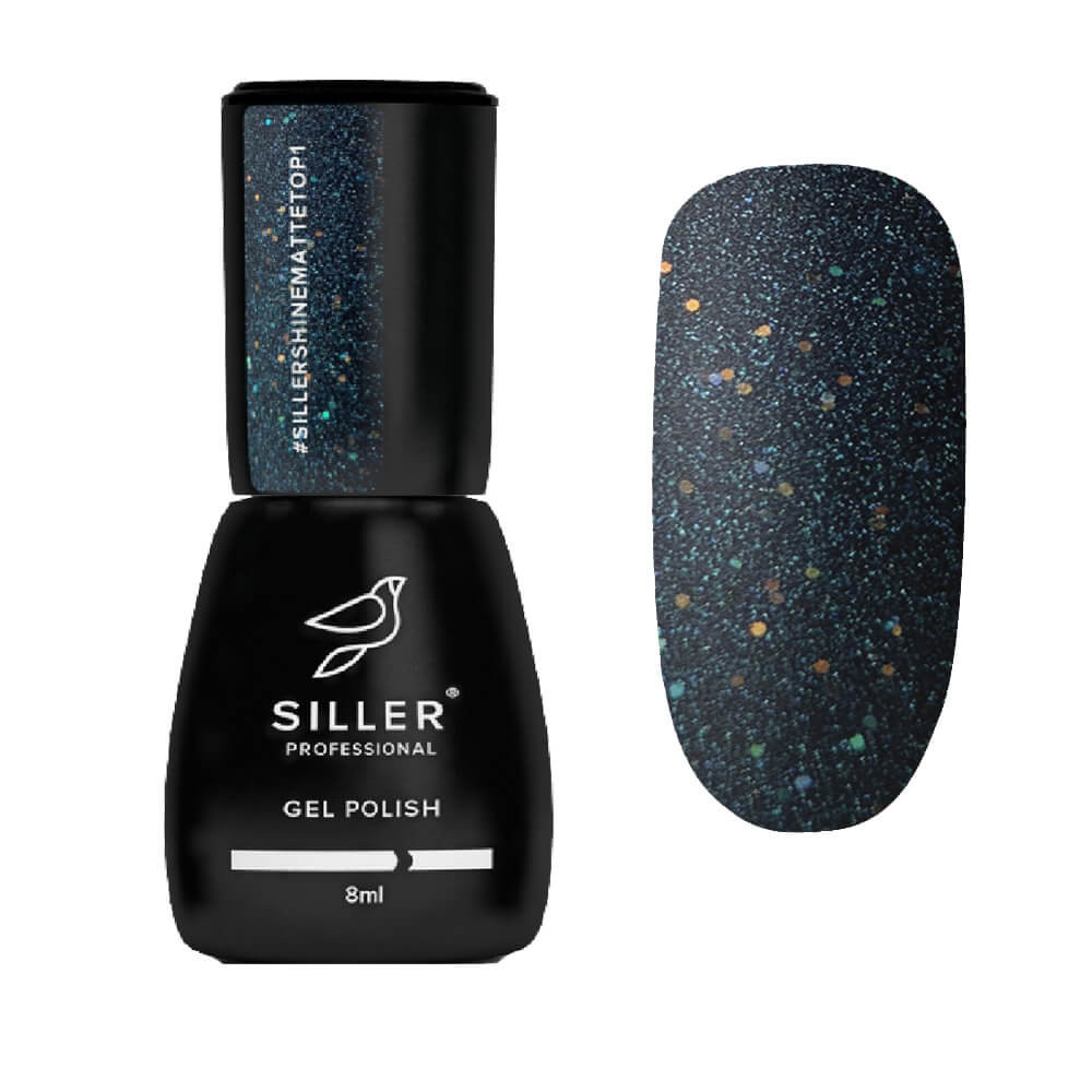 Топ для гель-лака матовый с шиммером Top Siller Matt Shine №01, 8 мл