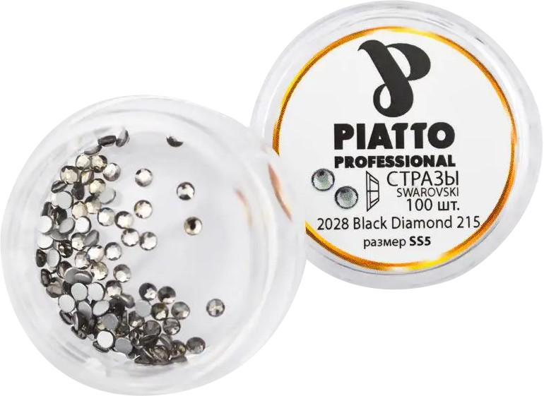 Стразы Сваровски 2028 Black Diamont 215 (SS5) Piatto, 100 шт