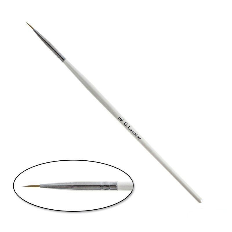 Пензлик для дизайну з білою ручкою 0 G. Lacolor