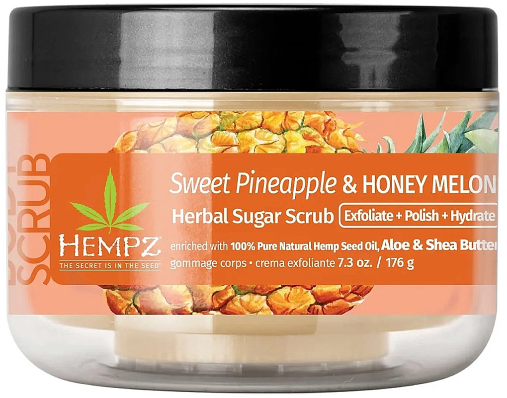 Скраб сахарный для тела «Ананас-Дыня» Hempz Sweet Pineapple & Honey Melon Herbal Sugar Scrub, 176 г