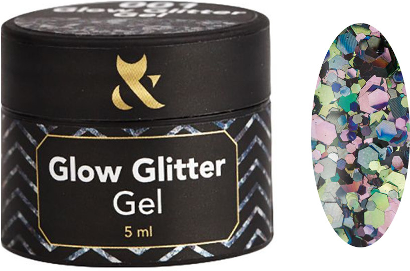 Глитер для дизайна Glow Glitter Gel №010 F.O.X, 5 мл