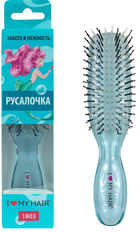 Щітка для волосся прозора синя S Русалочка, I Love My Hair  Фото 2 