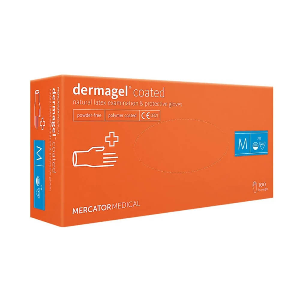 Рукавички латексні непудровані 100 шт M, DERMAGEL COATED  Фото 2 