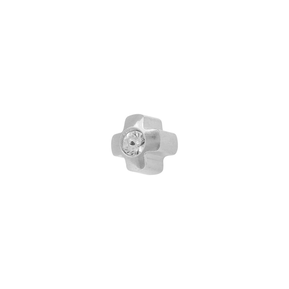 R 503 W-4 крестик с камнем серебро(средний размер 3 мм) STUDEX