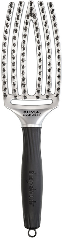 Щетка FingerBrush Care Iconic Boar&Nylon Trinity Silver Olivia Garden