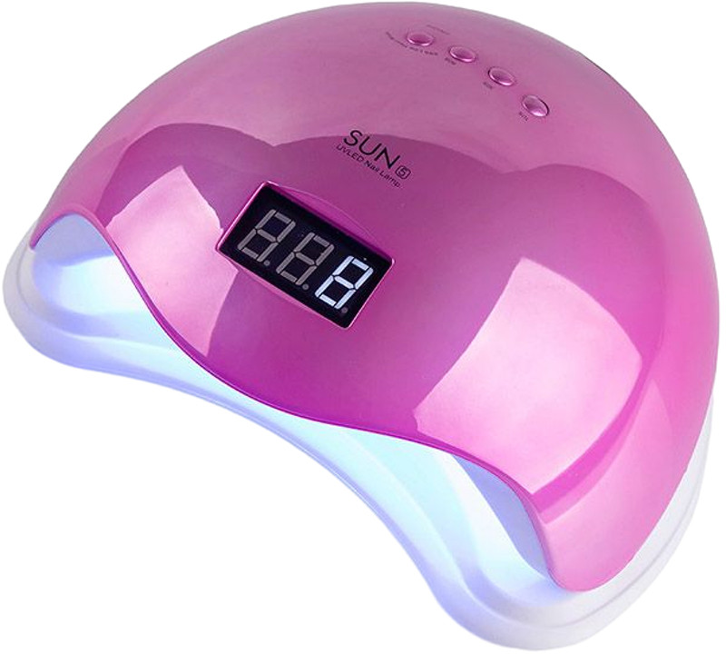 LED/UV Лампа SUN-5 гібридна (з дисплеєм) дзеркально-рожева 48 Вт