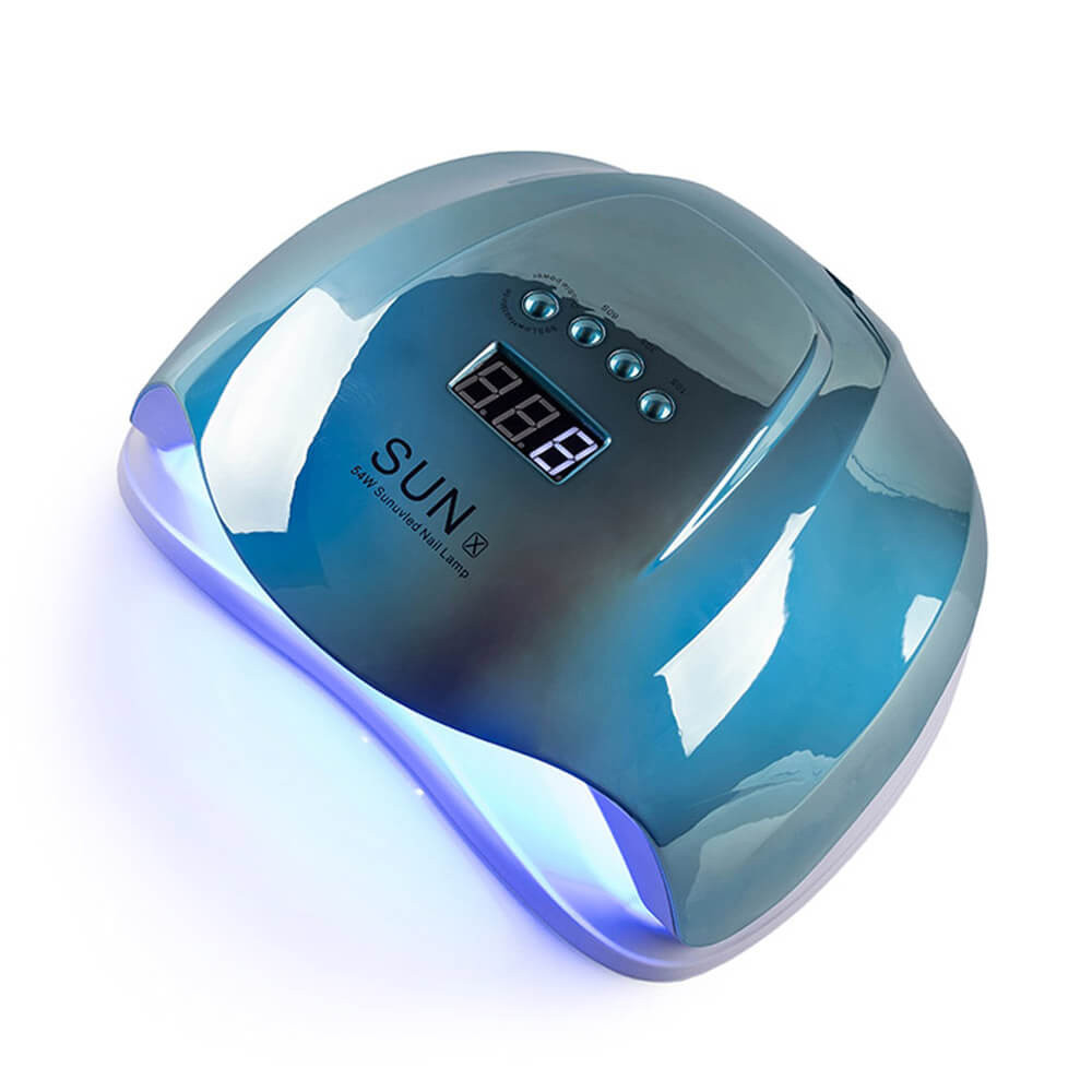 LED/UV Лампа SUN X гібридна (з дисплеєм) дзеркально-блакитна 54 Вт Фото 2