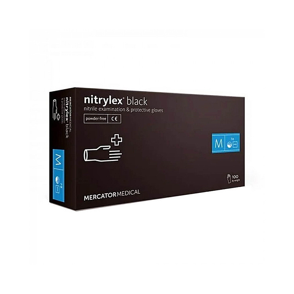 Рукавички нітрилові неопудрені чорні М Nitrylex, 100 шт  Фото 2 