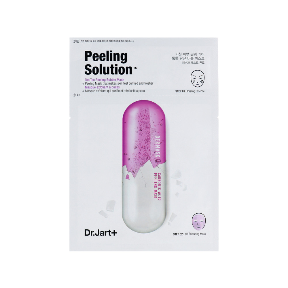 Маска-пилинг для лица тканевая двухуровневая Dermask Ultra Jet Peeling Solutio Dr. Jart+ 1х4 гр, 1х23 гр