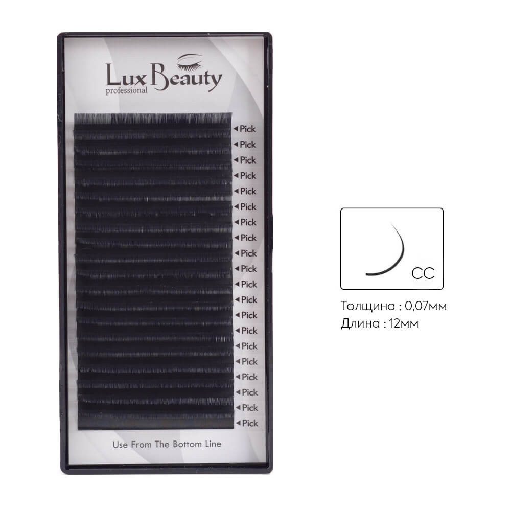 Ресницы изгиб CC-0.07 (20 рядов: 12 мм) Lux Beauty