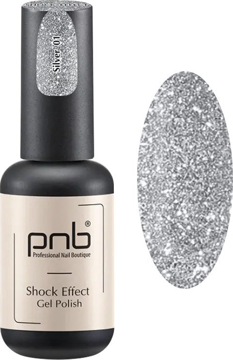 Гель-лак светоотражающий SHOCK EFFECT PNB 01 Silver 8 мл