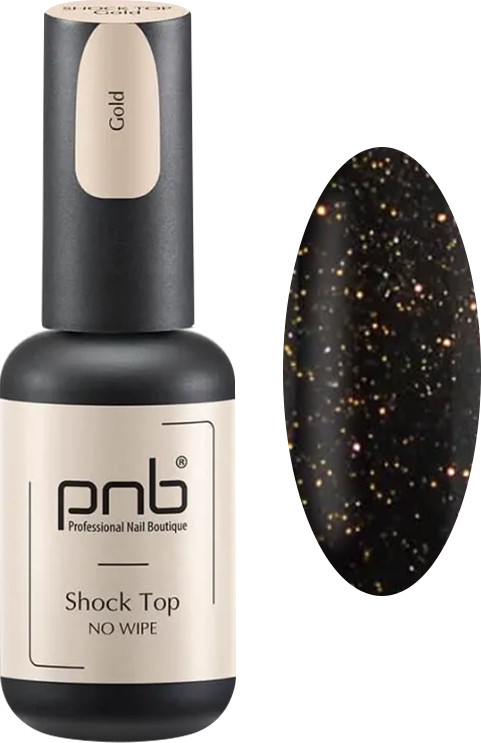 ТОП Шок світловідбивний золотий глянцевий Shock Top Gold No Whipe PNB, 8 мл
