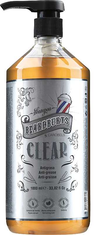 Шампунь очищуючий для волосся, схильного до жирності Clear Beardburys, 1000 мл