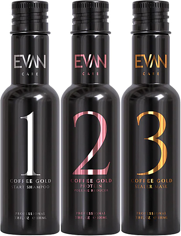 Мини-комплект Protein Coffee Gold Line Evan Care, 3x100 мл (шампунь, протеин, маска для волос)
