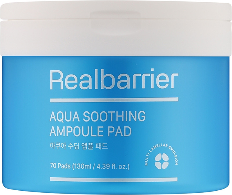 Тонер-педи зволожуючі для чутливої шкіри Aqua Soothing Ampoule Pad Real Barrier, 70 шт 