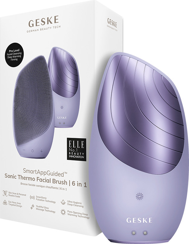 Електронна звукова термо щітка для обличчя GESKE Sonic Thermo Facial Brush 6 в 1 фіолетовий 