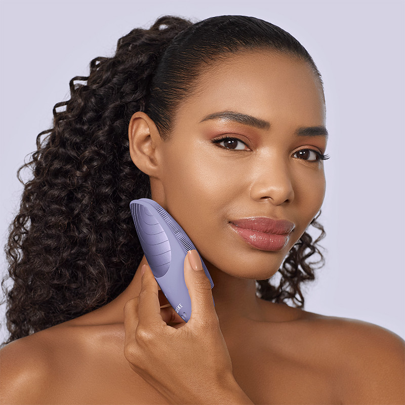 Електронна звукова термо щітка для обличчя GESKE Sonic Thermo Facial Brush 6 в 1 фіолетовий  Фото 4 