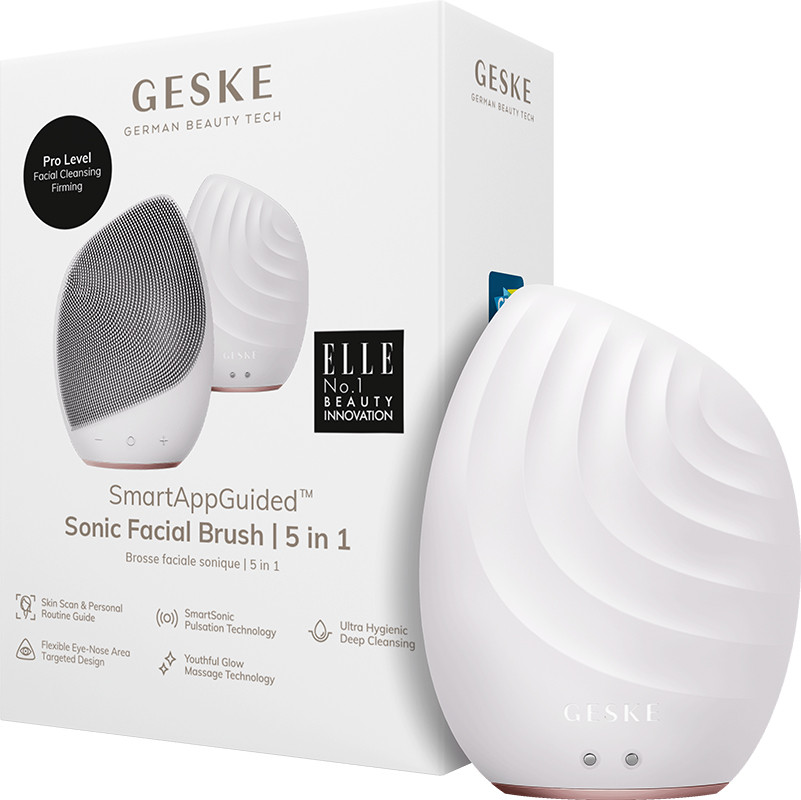 Електронна звукова щітка для обличчя GESKE Sonic Facial Brush 5 в 1 пудровий 