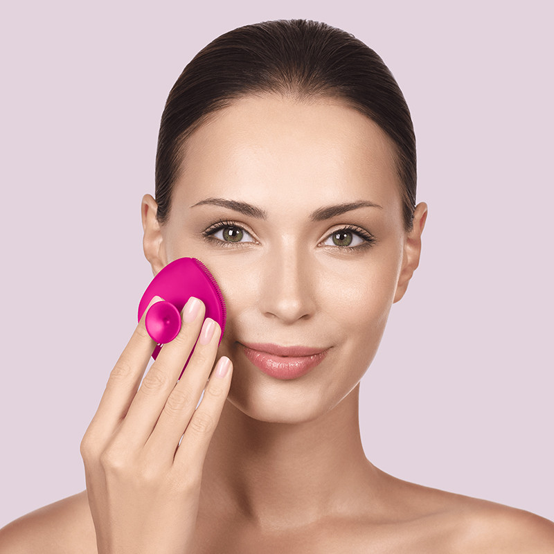 Щітка для обличчя GESKE Facial Brush 4 в 1 бузковий з тримачем  Фото 4 