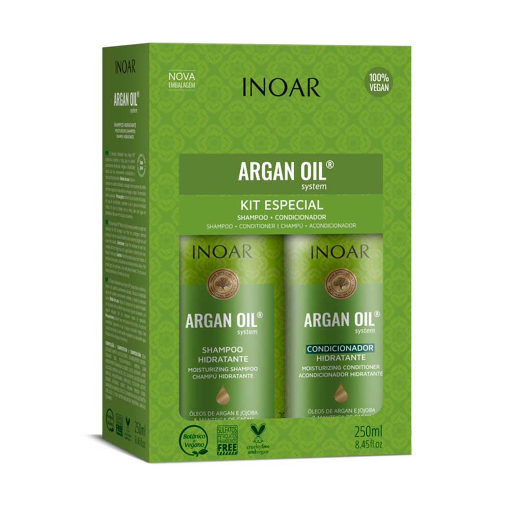 Набір для комбінованого волосся Kit Duo Argan Hidratante Inoar, 2х250 мл на beauty-prof.com Набір для комбінованого волосся Kit Duo Argan Hidratante Inoar, 2х250 мл