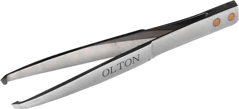 Пинцет для бровей + чехол (кожа) OLTON