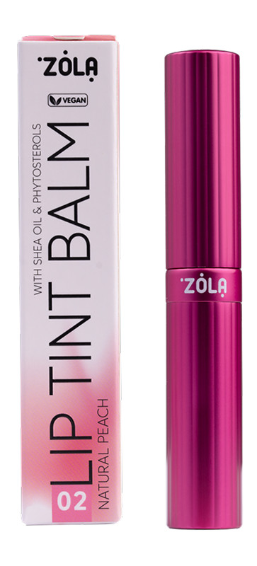 Відтінковий бальзам для губ 02 Peach Natural Lip Tint Balm ZOLA, 3г 