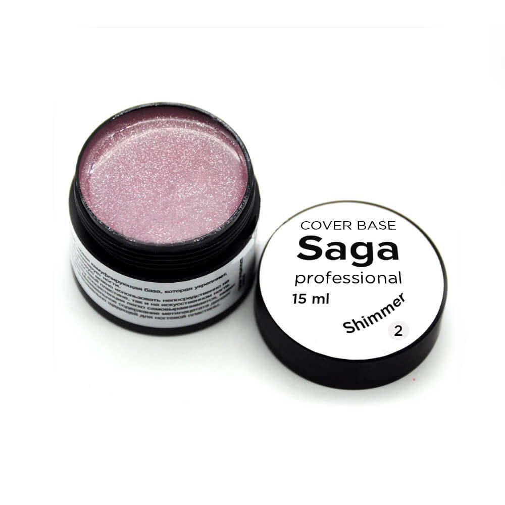 База для гель-лаку камуфляжна із шиммером № 02 Saga Professional, 15 мл  Фото 2 