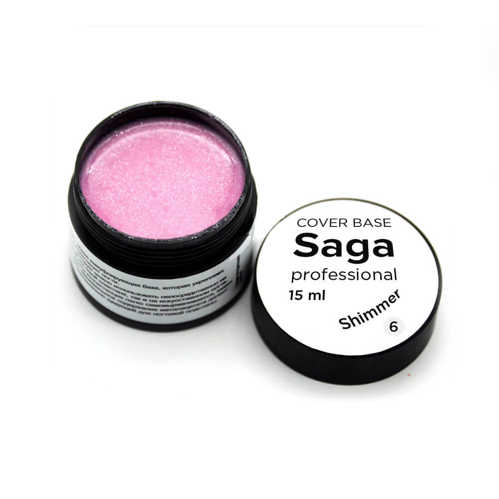 База для гель-лаку камуфляжна із шиммером № 06 Saga Professional, 15 мл  Фото 2 