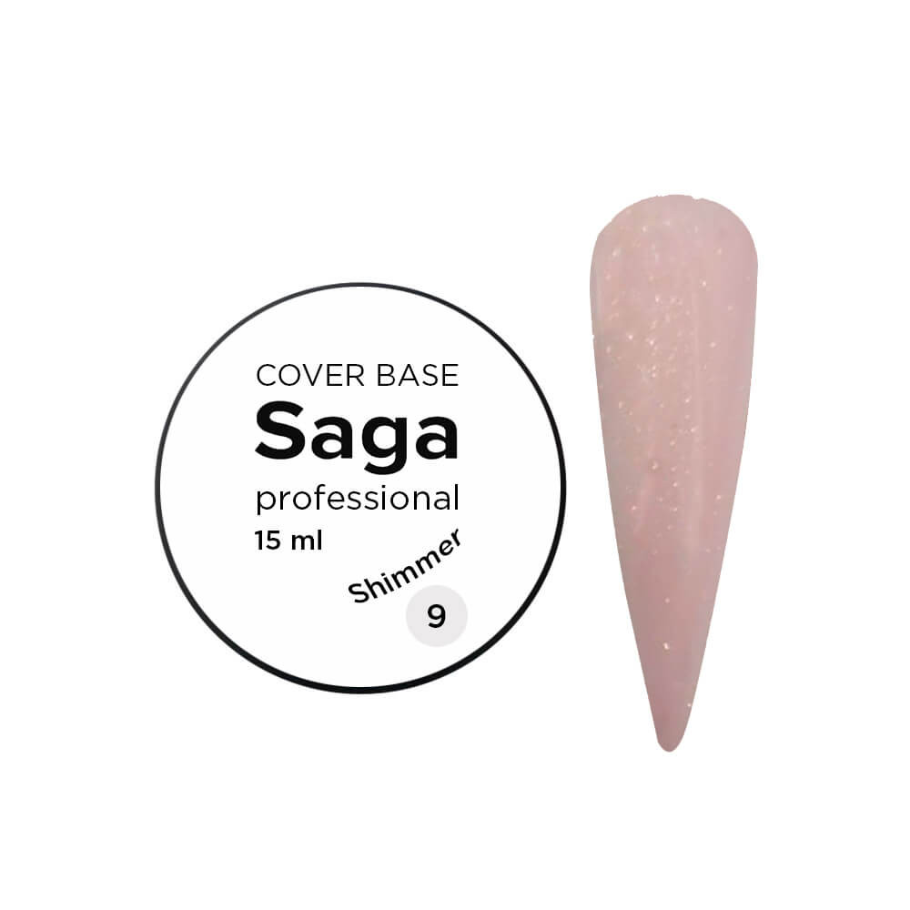 База для гель-лака камуфляжная с шиммером № 09 Saga Professional, 15 мл