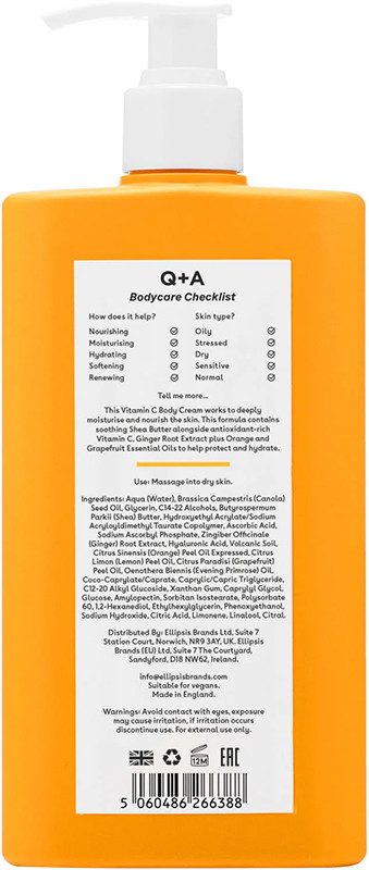 Крем для тела с витамином C Vitamin C Body Cream Q+A, 250 мл  Фото 2 