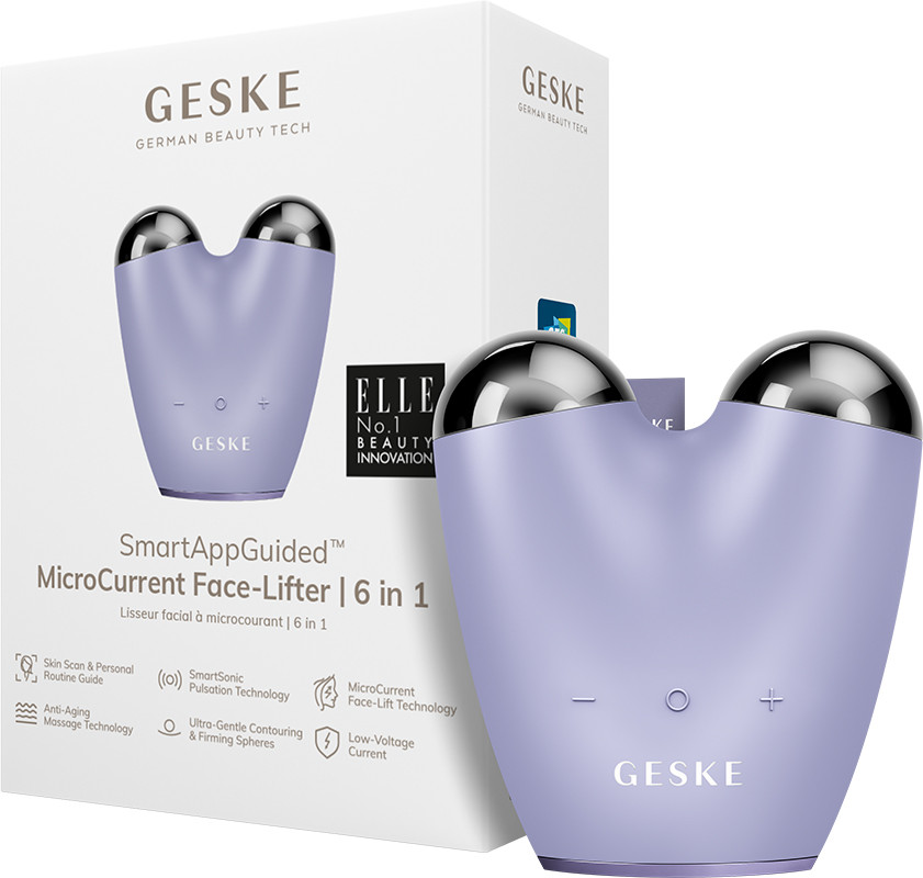 Мікрострумовий підтягувач обличчя GESKE MicroCurrent Face-Lifter 6 в 1 фіолетовий на beauty-prof.com Мікрострумовий підтягувач обличчя GESKE MicroCurrent Face-Lifter 6 в 1 фіолетовий
