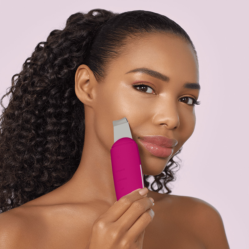 Мікрострумовий скрабер для шкіри та усунення чорних точок GESKE MicroCurrent Skin Scrubber & Blackhead Remover 9 в 1 бузковий  Фото 4 
