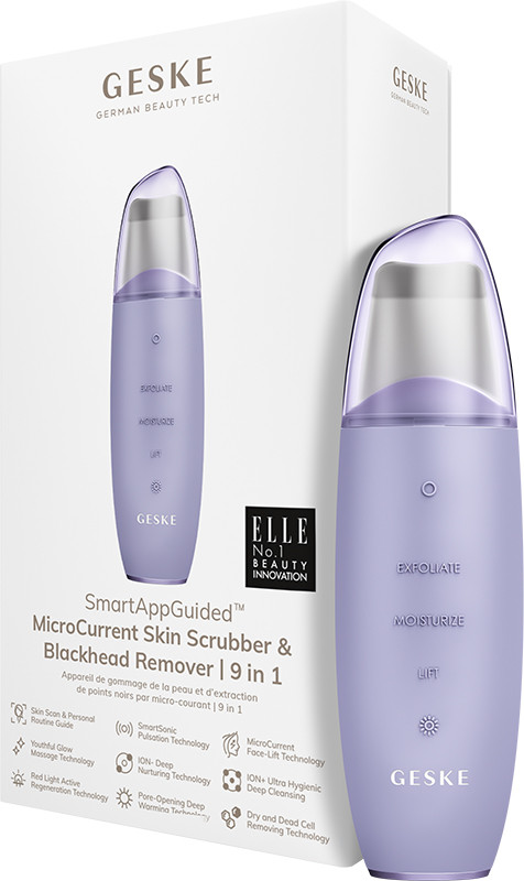 Мікрострумовий скрабер для шкіри та усунення чорних точок GESKE MicroCurrent Skin Scrubber & Blackhead Remover 9 в 1 фіолетовий
