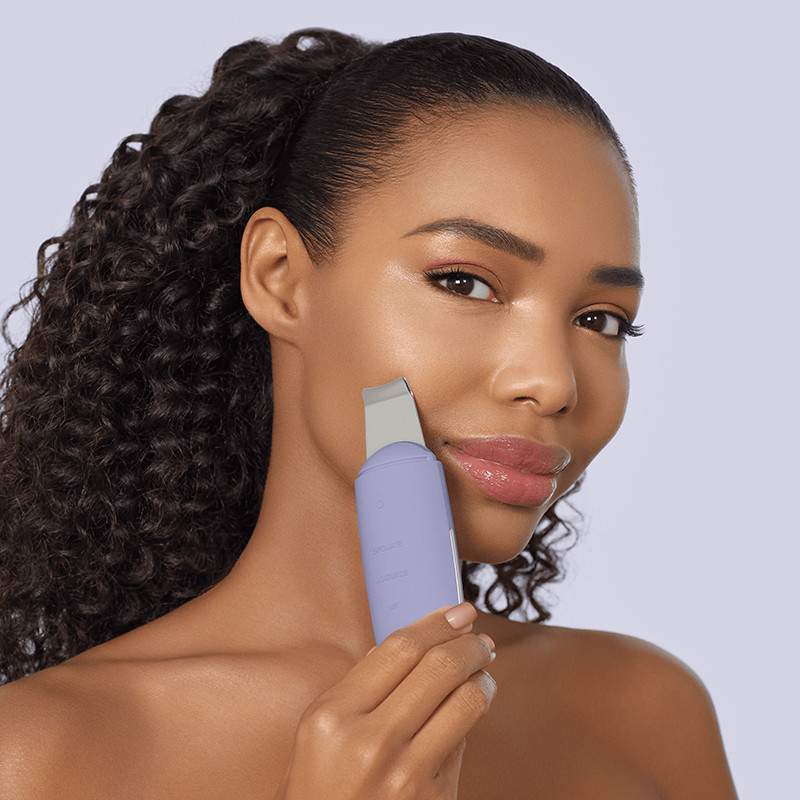 Мікрострумовий скрабер для шкіри та усунення чорних точок GESKE MicroCurrent Skin Scrubber & Blackhead Remover 9 в 1 фіолетовий  Фото 4 