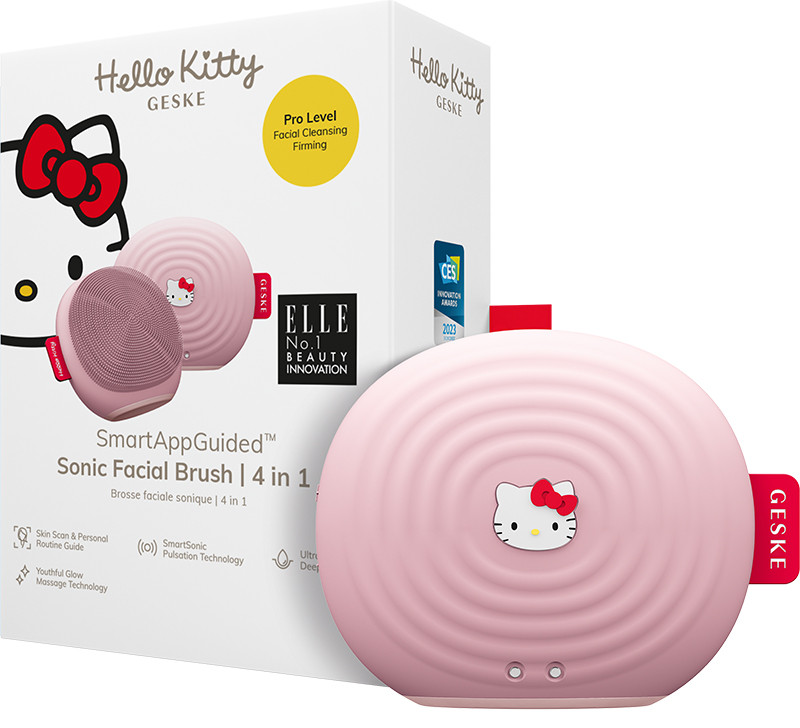 Електронна звукова щітка для обличчя GESKE Sonic Facial Brush 4 в 1 by Hello Kitty рожевий 