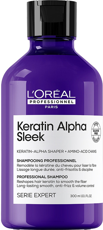 Шампунь бессульфатный для гладкости и контроля пушистости волос Keratin Alpha Sleek L’Oreal Professionnel Paris, 300 мл
