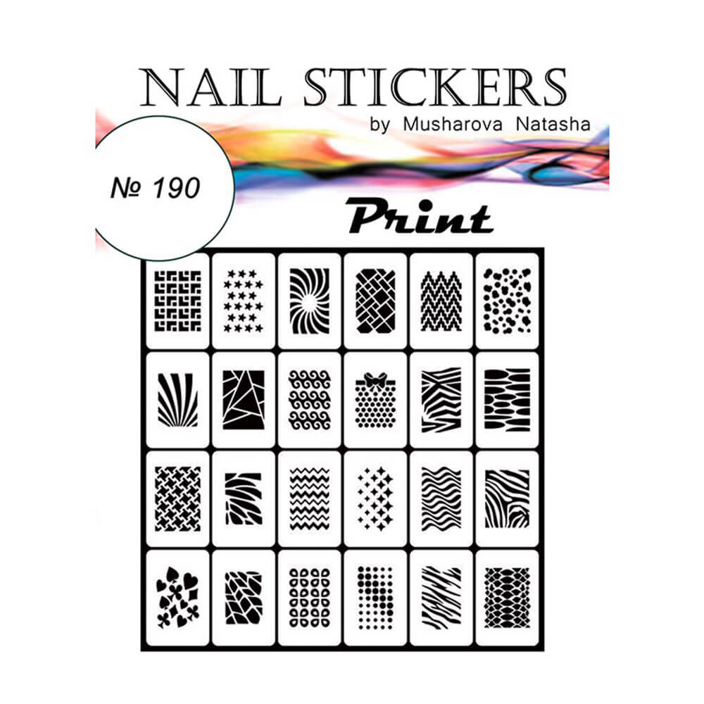 Трафарети-наклейки для nail art №190 Принт
