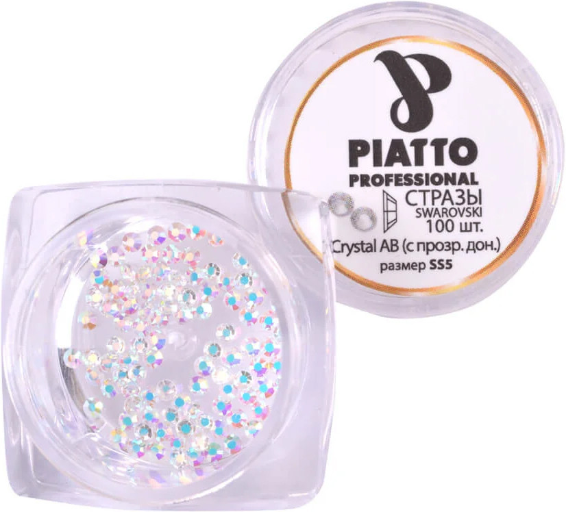 Стразы Сваровски Сrystal AB (с прозрачным донышком) SS5 Piatto, 100 шт