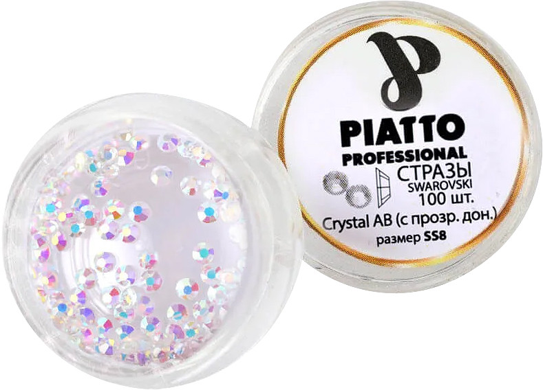 Стразы Сваровски  Сrystal  AB (с прозрачным дном) SS8 100шт Piatto
