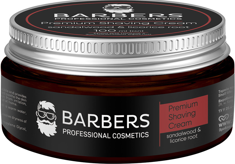 Крем для гоління з заспокійливим ефектом Barbers Sandalwood-Licorice Root, 100 мл 