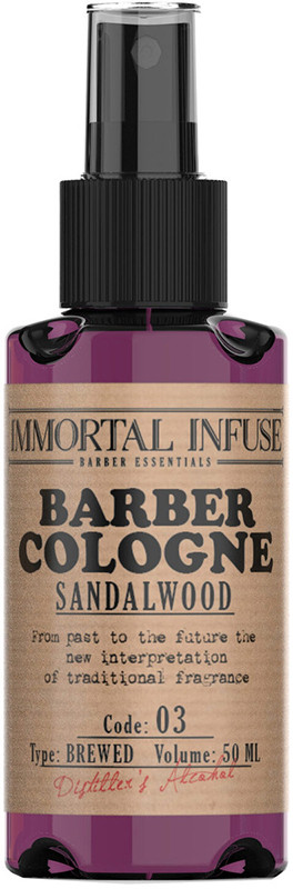 Мини-одеколон после бритья INFUSE BARBER COLOGNE SANDALWOOD Immortal, 50 мл