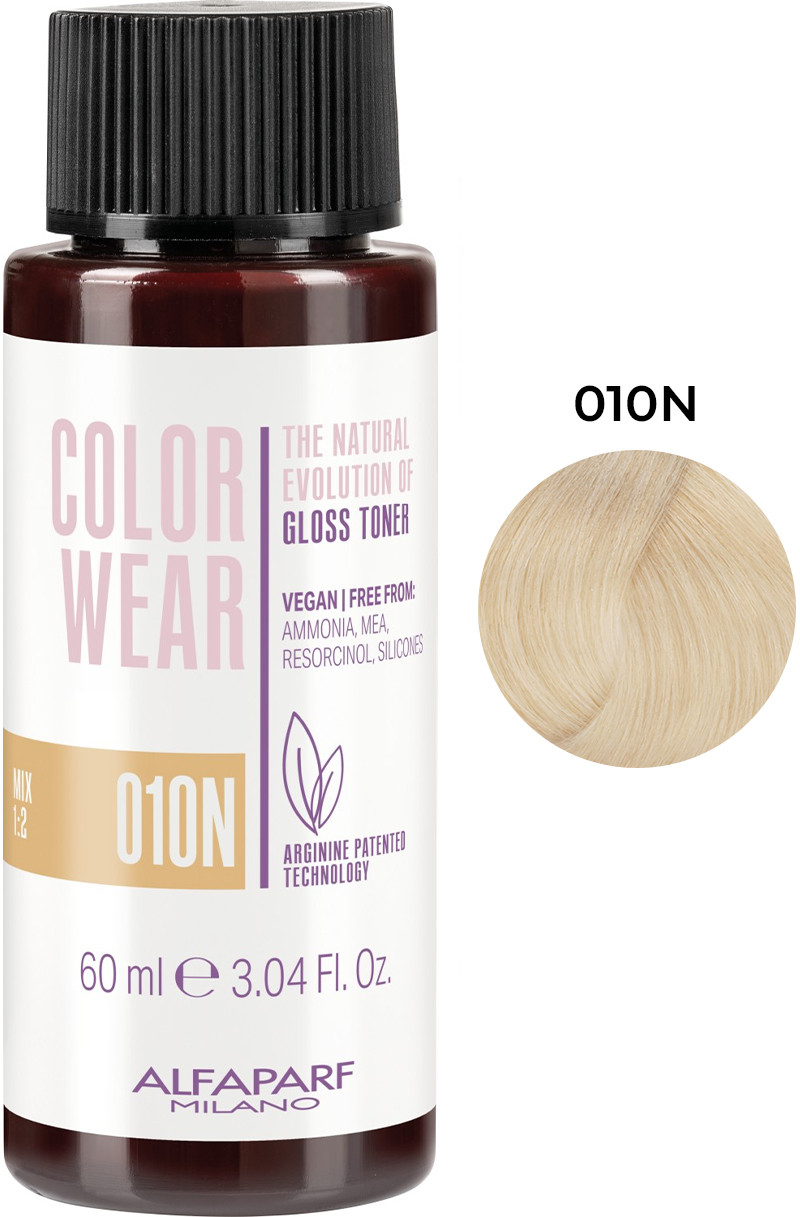 Тонуюча фарба для волосся Color Wear Gloss тон 010N Alfaparf, 60 мл 