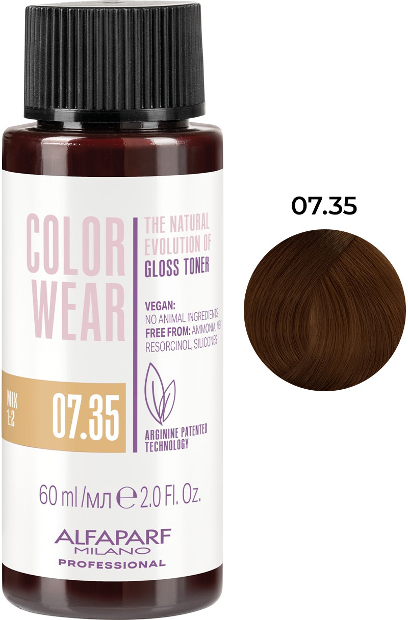 Тонуюча фарба для волосся Color Wear Gloss тон 07.35 Alfaparf, 60 мл 