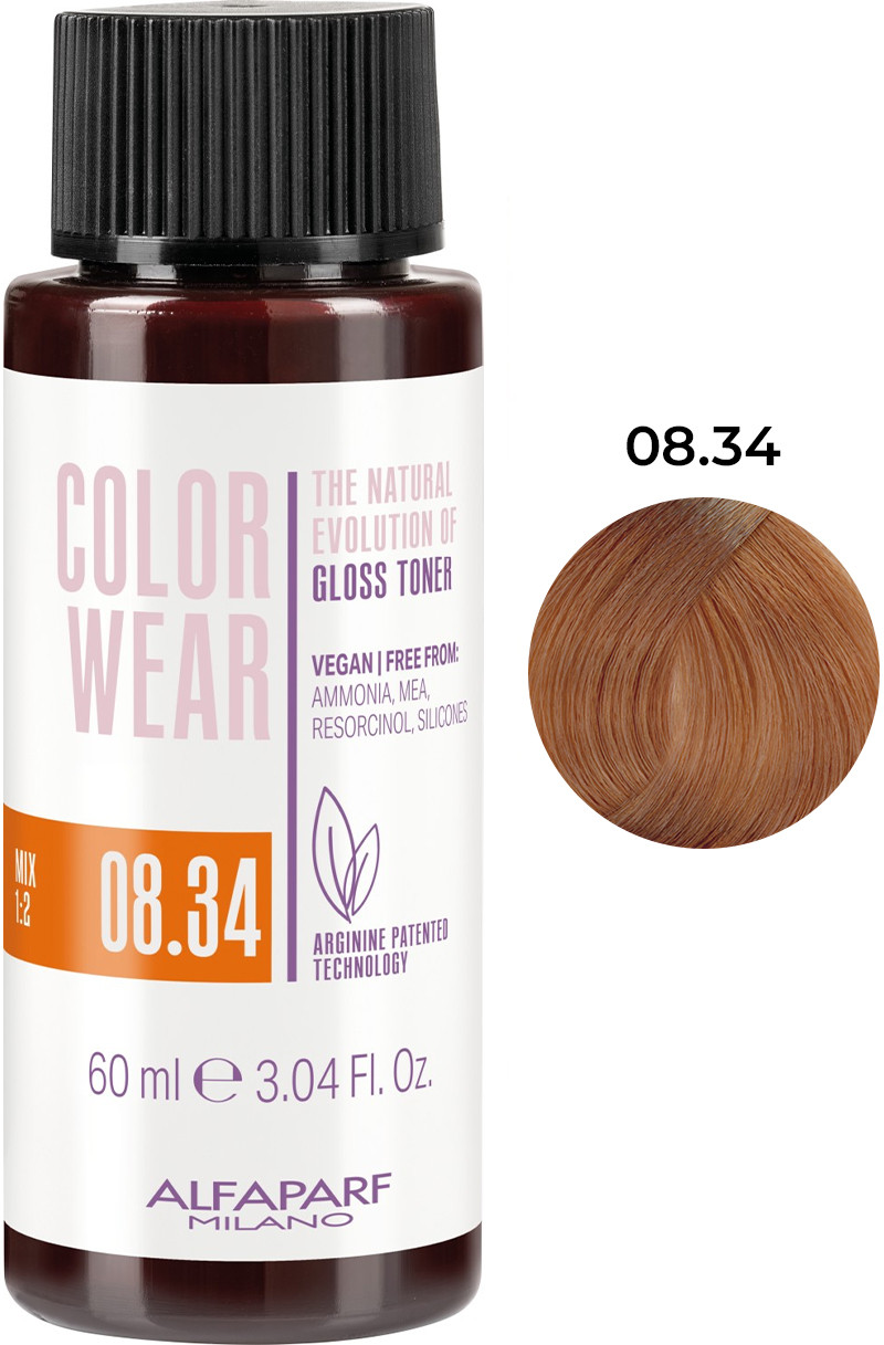 Тонирующая краска для волос Color Wear Gloss тон 08.34 Alfaparf, 60 мл