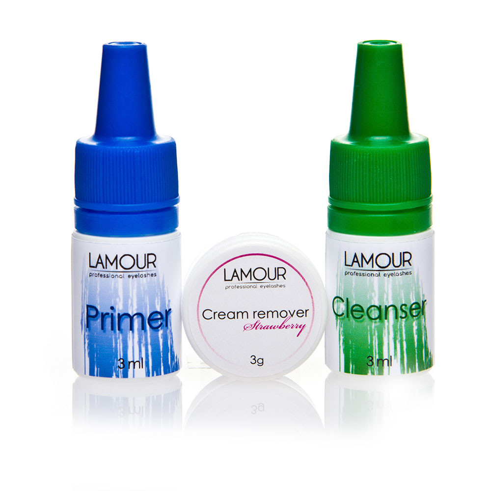 Комплект для женщин "Primer 3мл, Cream remover 3мл, Clenser 3мл" TM Lamour