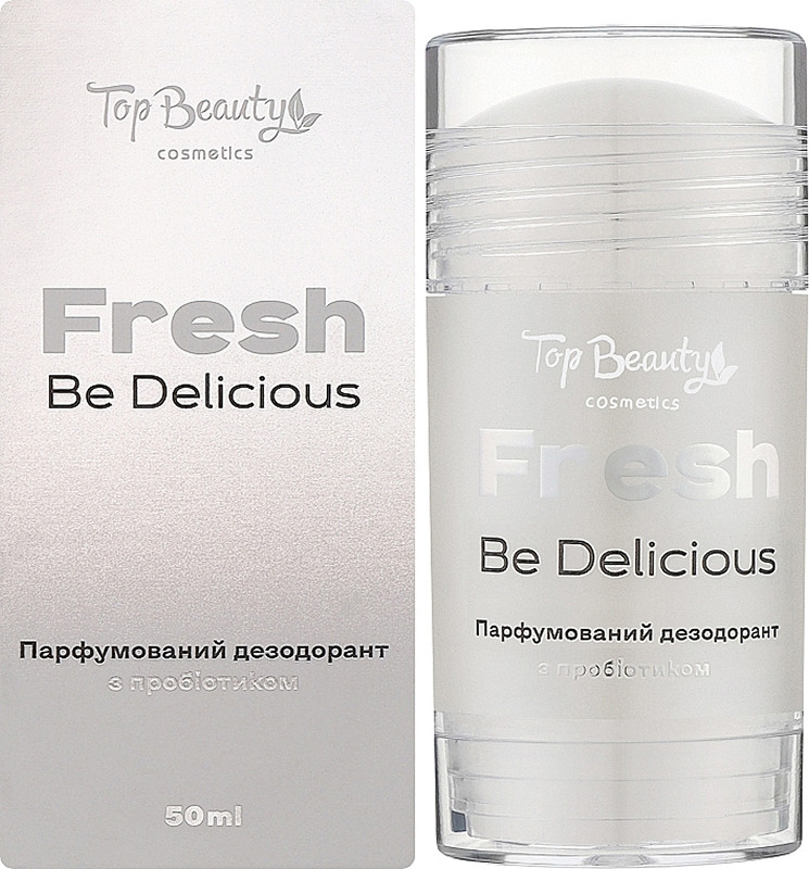 Дезодорант сухой парфюмированный с пробиотиком в прозрачном флаконе Be Delicious Fresh Top Beauty, 50 мл  Фото 2 