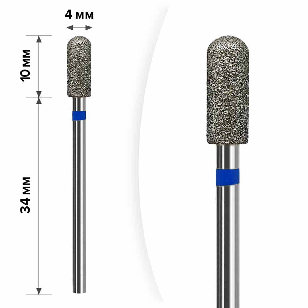 Фреза алмазная цилиндр закругленный Blue Mart, 4х10