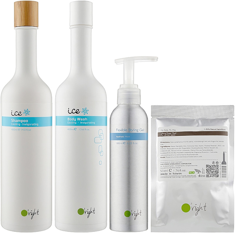 Набір М'якість та свіжість чоловічого волосся O'right, (400ml/400ml/180ml/50ml)