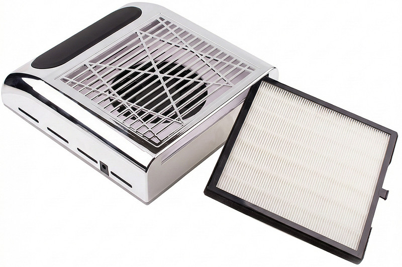 Витяжка для манікюру SIMEI 858-8 з НЕРА-фільтром (80W) срібло  Фото 3 