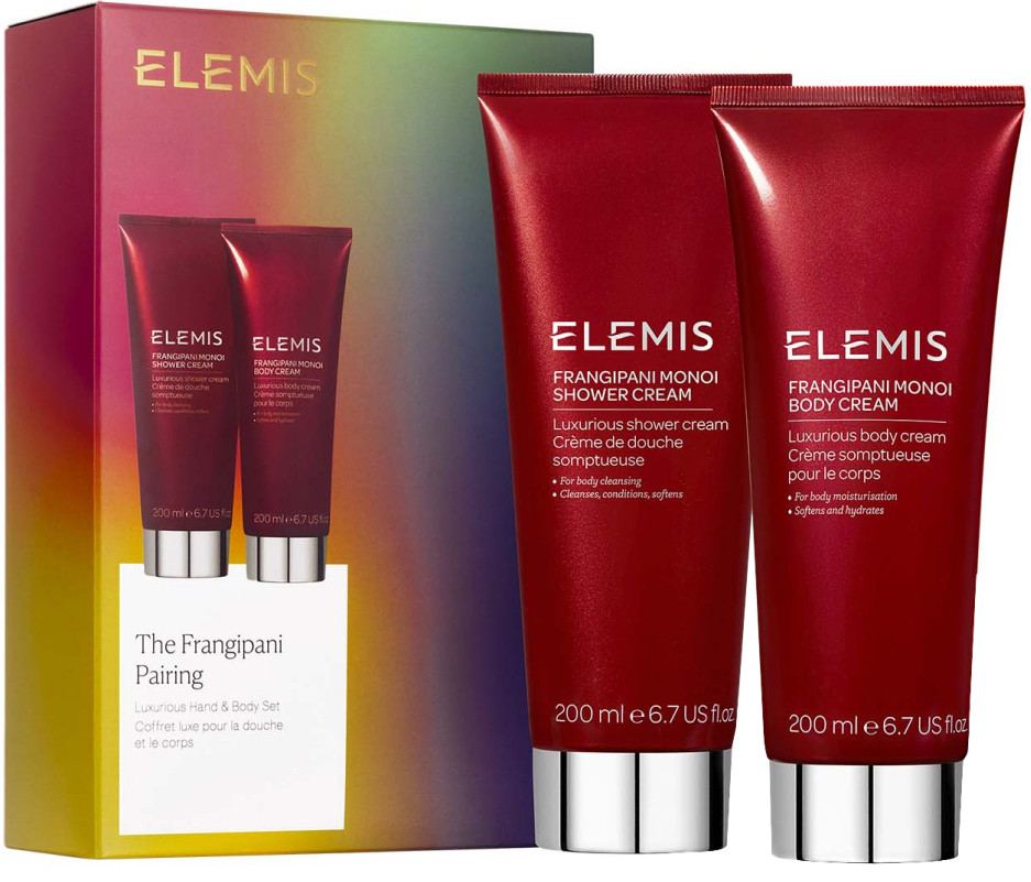 Набір Розкішний дует для тіла Франжипані - Kit: The Frangipani Pairing Luxurious Shower&Body Set (Frangipani Monoi Body Cream 200 мл; Frangipani Monoi Shower Cream 200 мл) Elemis  Фото 2 